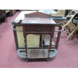 Early XX Century Walnut Umbrella Stand, with a low back, single drawer, brass rails, on turned and