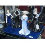 Coalport Ladies of Fashion Figurines - 'Margaret', 20cm high, 'Jeanette', 'Hilary' and 'Stunning