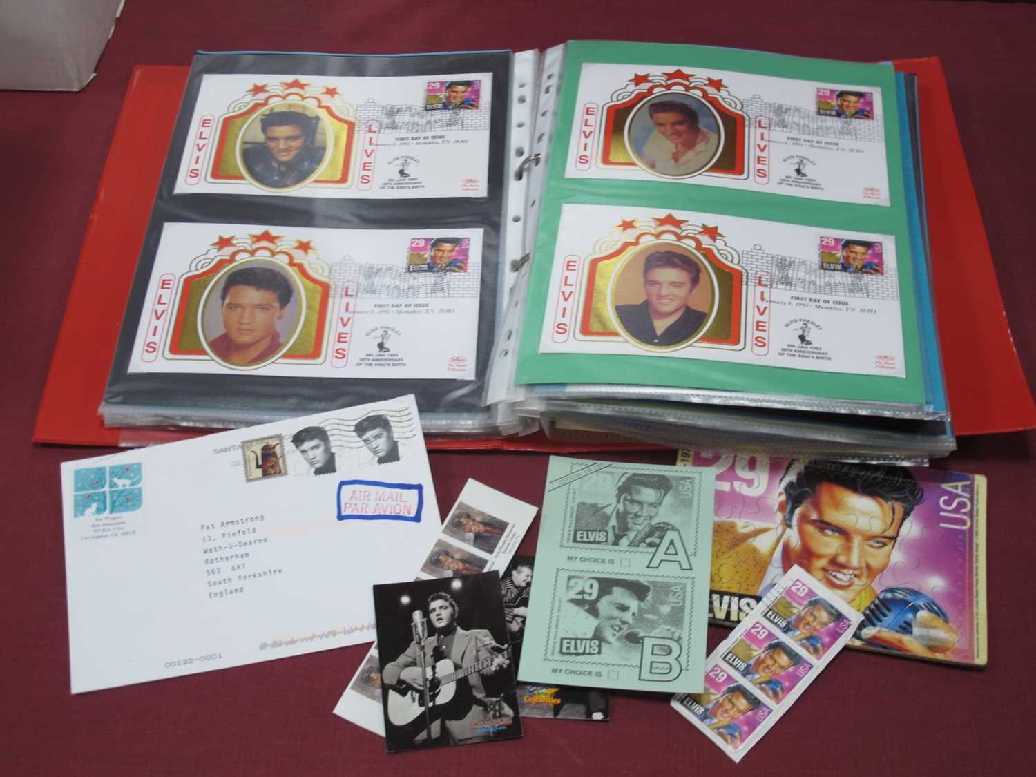 Elvis Presley Stamps and First Day Covers, including full sheets, mainly from U.S.