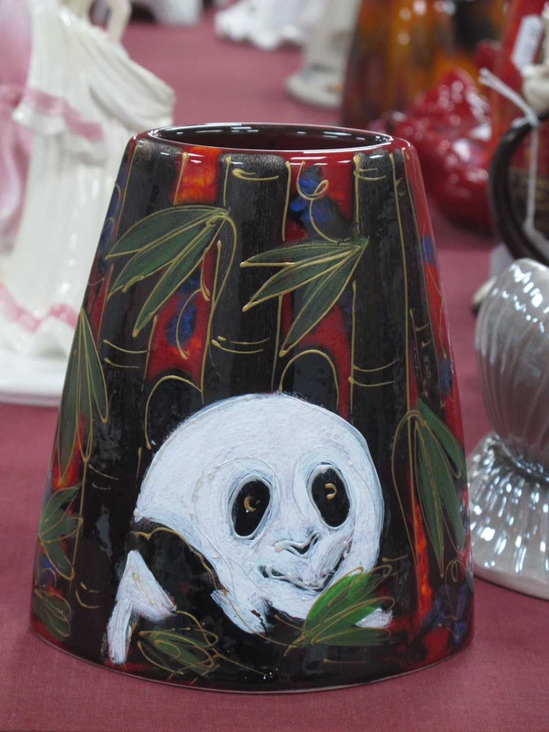 An Anita Harris 'Panda' Tapered Vase, gold signed, 15.5cm high.