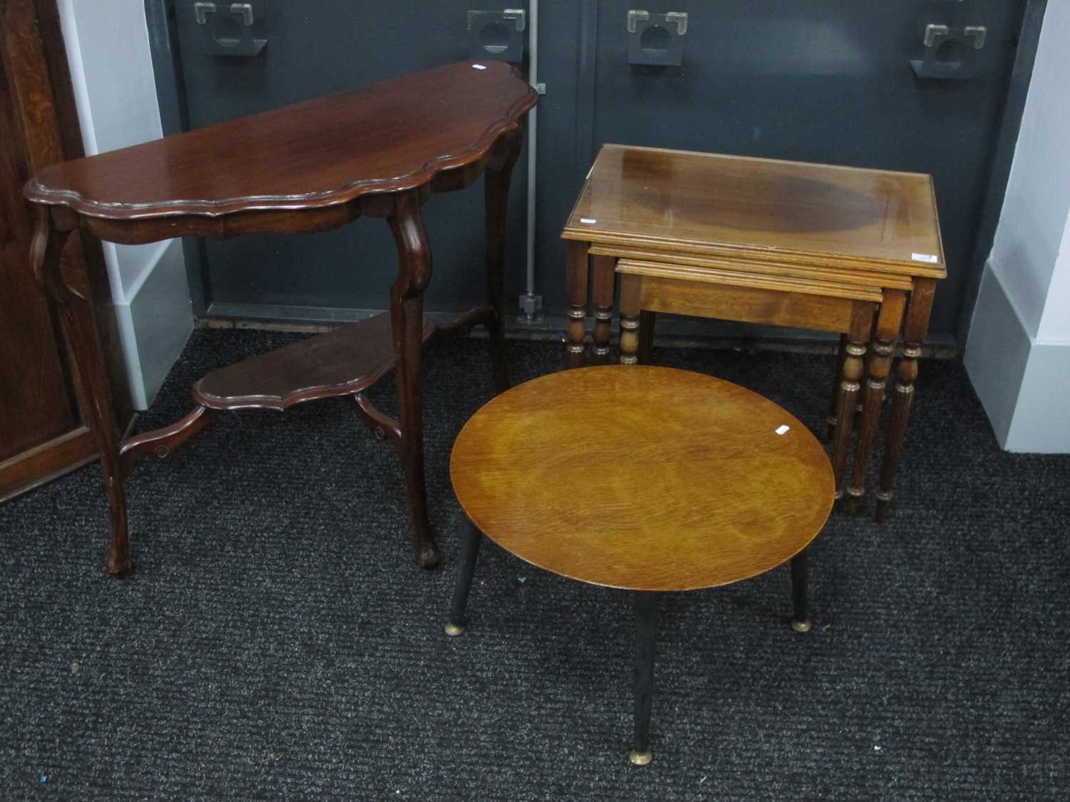 Mahogany Side Table, a mahogany nest of tables, together with a 1960s oak circular coffee table, ( - Image 2 of 2