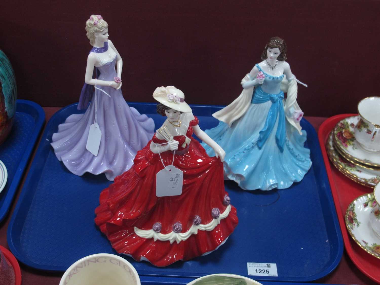 Coalport Classical Elegance Figurines - 'Rebecca' 22cm high, 'Anniversary Wishes' and 'Birthday