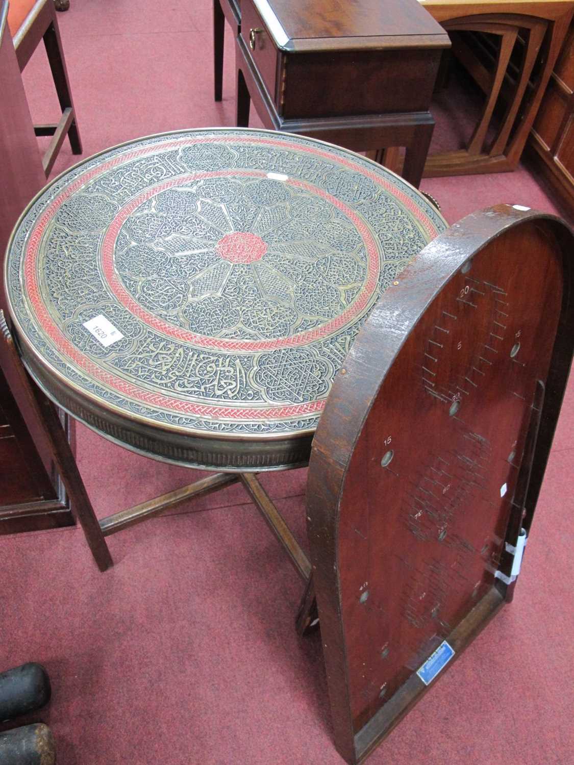 Corinthian Bagatelle, with balls and pusher. Middle Eastern folding coffee table with double-sided