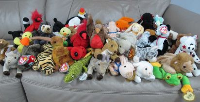 Approximately Fifty Ty Beanie Babies, consisting of 'Schweetheart', 'Morrie the Eel', 'Knuckles