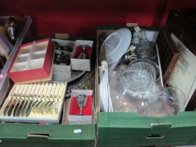 Dartington Glass Bowl, thimbles, cabinet plates, plated ware, etc:- Two Boxes