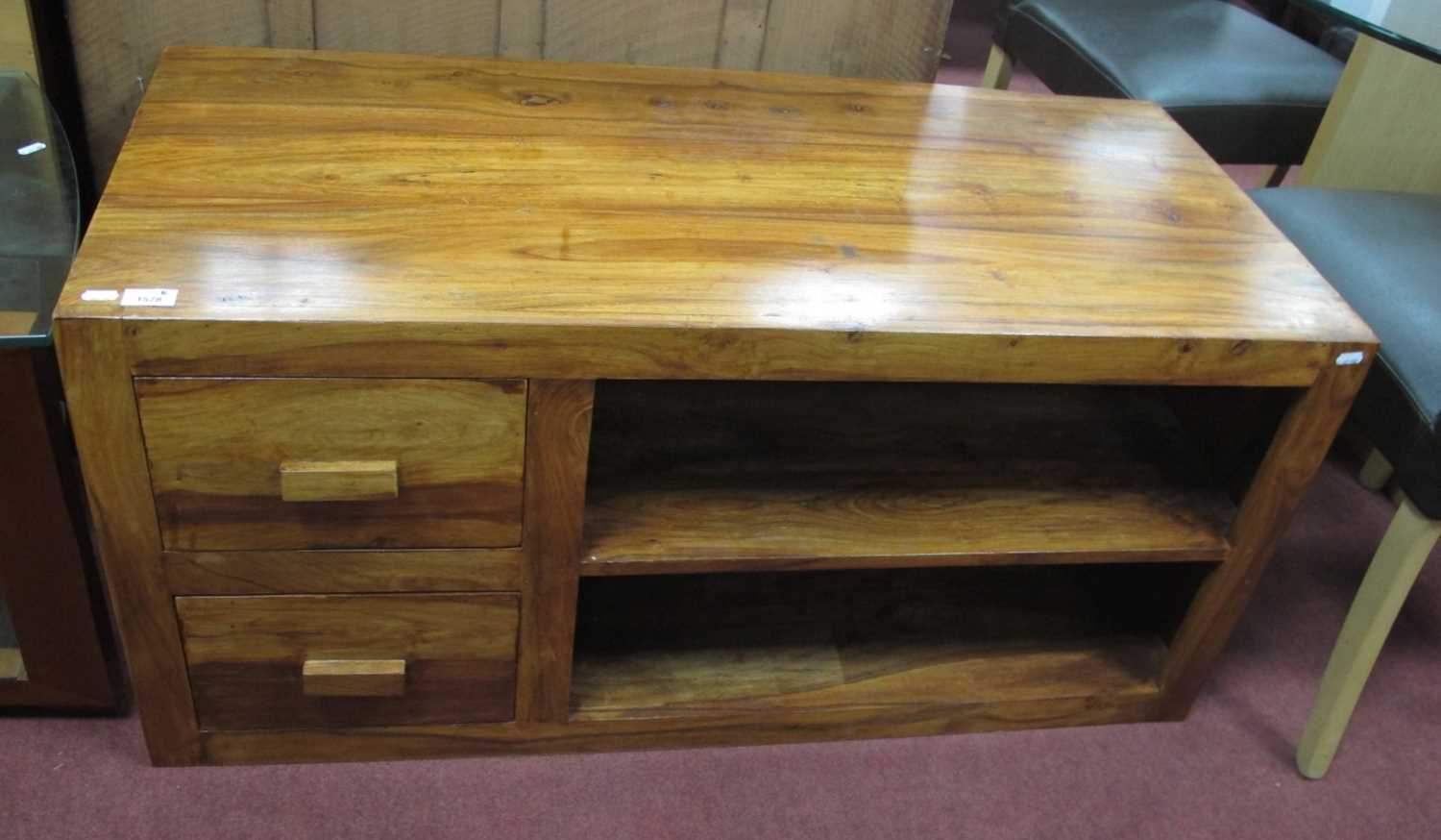 A Hardwood Rectangular Shaped Coffee Table, with two drawers and two open shelves, 110cm wide, - Image 3 of 3