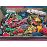 Box of Die Cast Cars etc, Dinky toys, Esso Tankard, Austin taxi, Corgi juniors, Matchbox combine