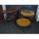 Mahogany Side Table, a mahogany nest of tables, together with a 1960s oak circular coffee table, (