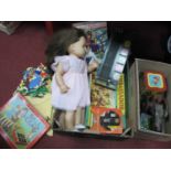 Vintage Toys and Games, including dolls, horse racing, marbles, handpainted nursery cut-out