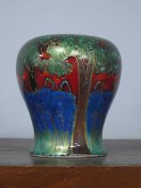 Anita Harris 'Bluebell Wood' Bulbous Vase, gold signed, 19cm high.