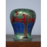 Anita Harris 'Bluebell Wood' Bulbous Vase, gold signed, 19cm high.