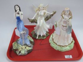 Coalport Shakespearian Classical Heroines Figurines - 'Ophelia' 23.5cm high, 'Titania' and '