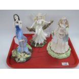 Coalport Shakespearian Classical Heroines Figurines - 'Ophelia' 23.5cm high, 'Titania' and '