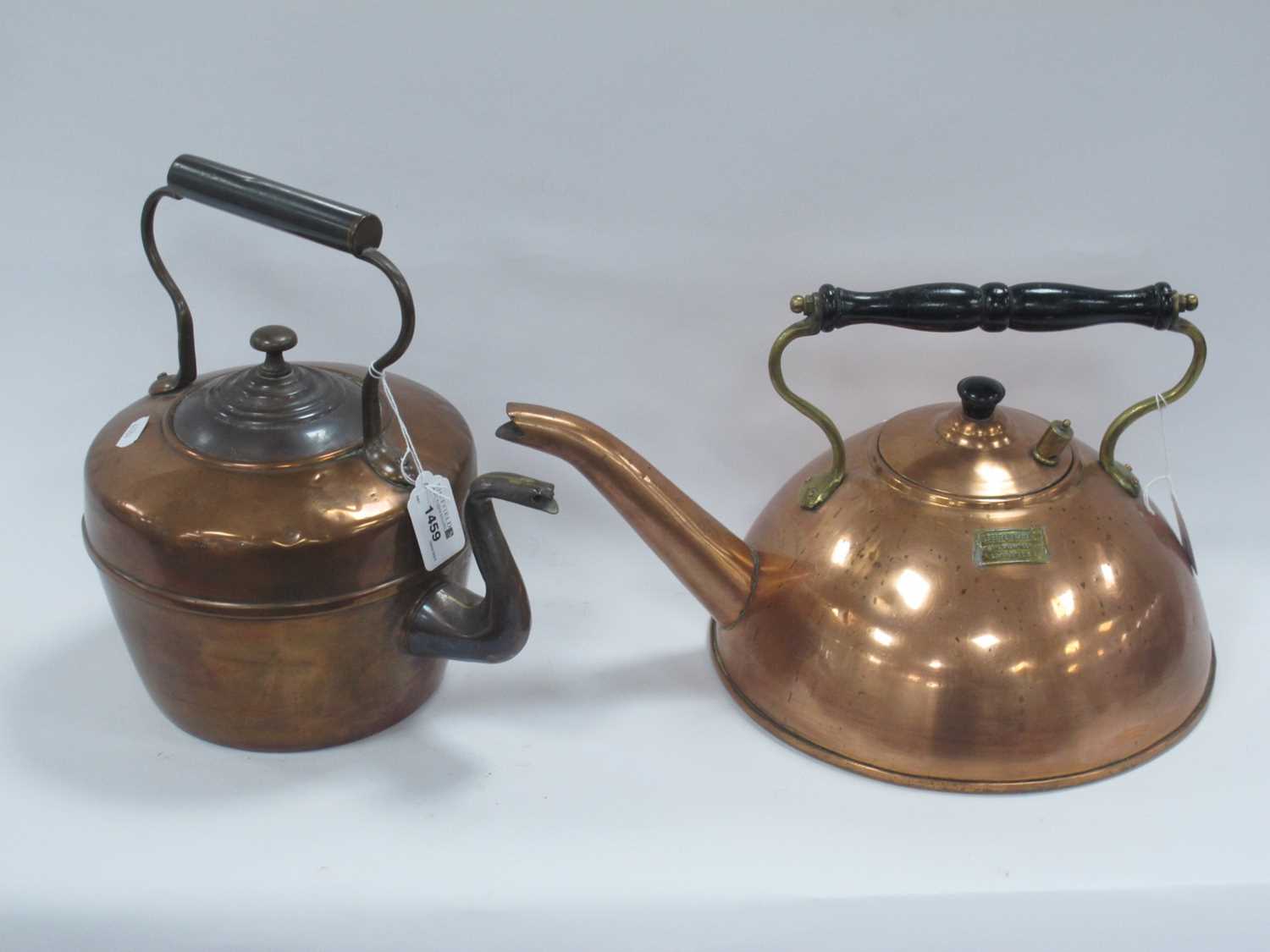 XIX Century Copper Kettle, together with one other copper kettle (Albert Bishop, London). (2).
