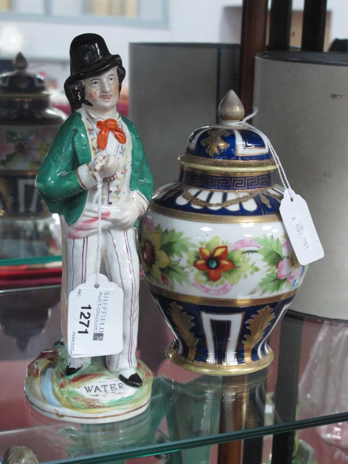 XIX Century Staffordshire Pottery Water & Gin Doublesided Figure, 21.5cm high. Noritake lidded