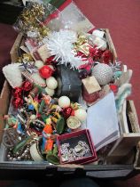 Watches, costume jewellery, Italian plastic figures, Christmas decorations:- One Box