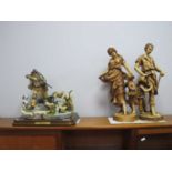 Capodimonte Collezione Venere Figure Group, on rectangular base (faults). Two resin figure group,