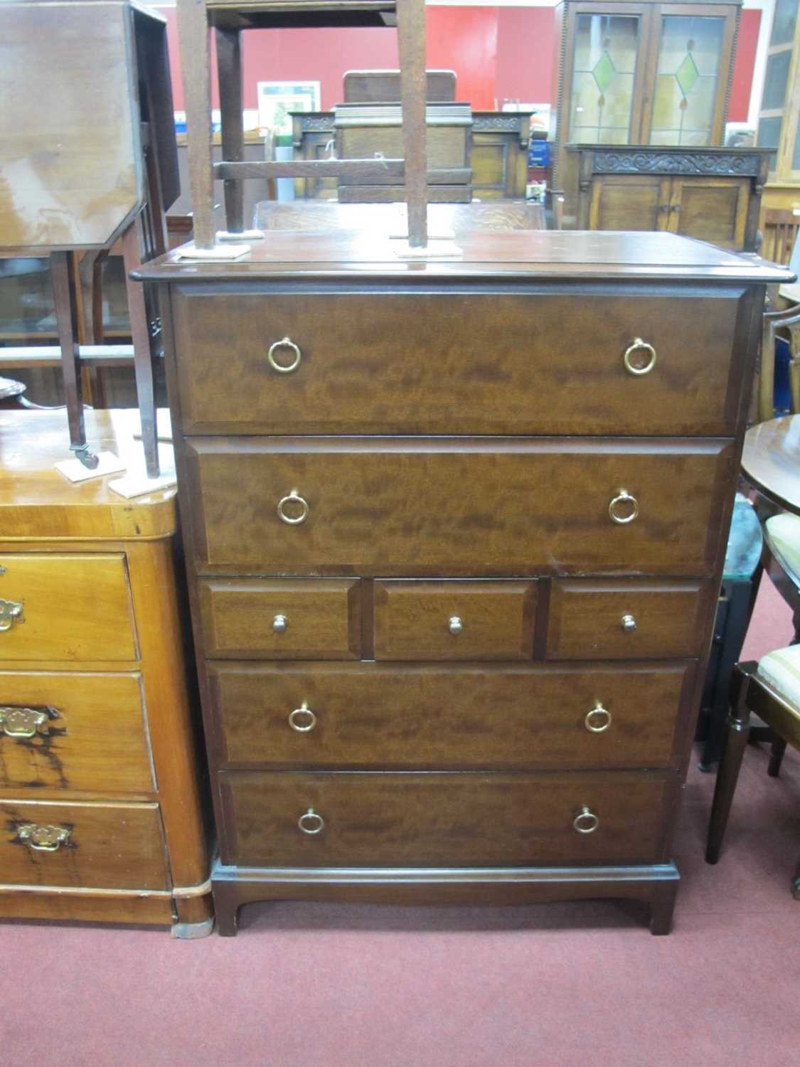 Stag Straight Front Chest, of four long and three small drawers, 82cm wide.