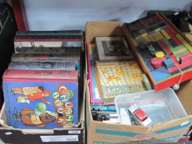 Vintage Toys and Games - circa 1950's pull along building block set on wheels, wooden jig-saws,