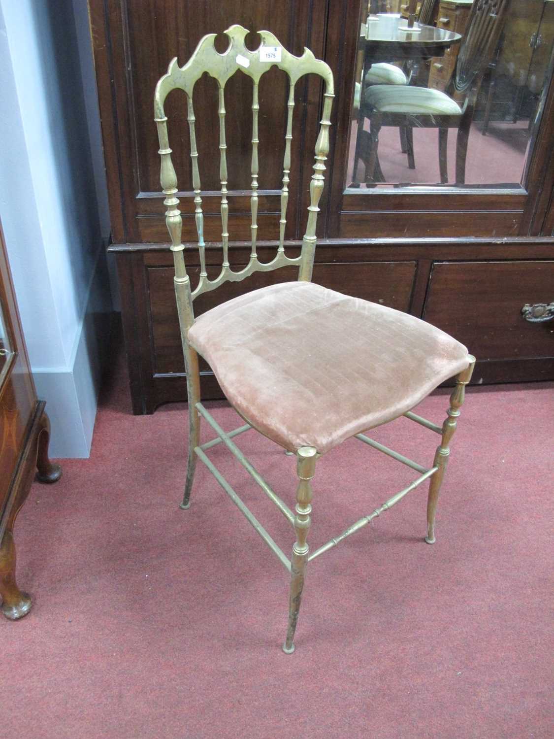 Italian Chaivari Style Brass Opera Chair, with spindle back, on splayed legs, 89.5cm high.