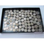 Coinage - Silver threepences, approximately 85. 1887 and 1933 shillings. Seven sixpences.