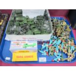 Starlux, Crescent and Lone Star Plastic Soldiers. Dinky, Britains military die cast vehicles, two