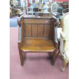 A Pitch Pine Victorian Ecclesiastical Single Seat Pew, with decorative brass side handles, 61cm