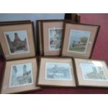 Glyn Martin, Southport, Hereford, Birmingham, Castle Arcade Cardiff and other British scenes, signed
