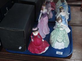 Royal Doulton Figurines, 'Kelly', Michelle'. Worcester 'Jessica' and 'Christina', each with box (