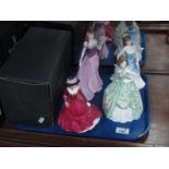 Royal Doulton Figurines, 'Kelly', Michelle'. Worcester 'Jessica' and 'Christina', each with box (