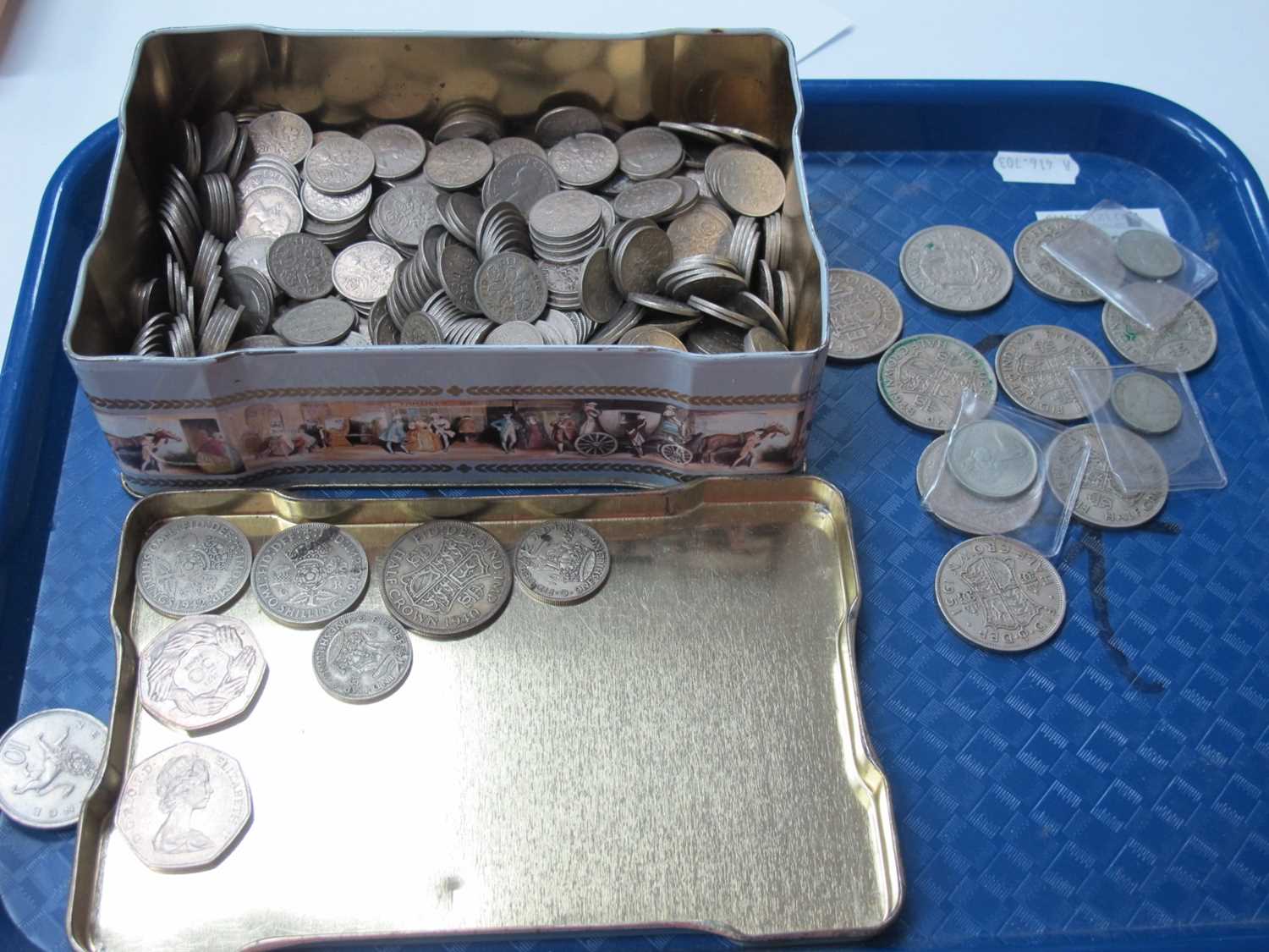 Coinage - 8 shillings and sixpence of pre-1947 GB silver. Nine half-crowns, a large quantity of