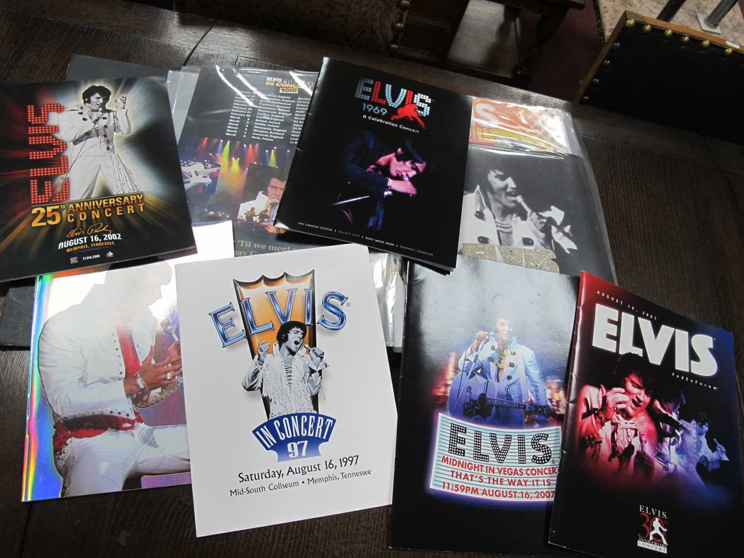 Elvis Presley Concert Programs, from 1993-2014, sixteen programs in total.