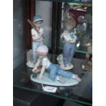 Lladro Collectors Society Figurines - 1989 'My Buddy', 1990 'Baseball Player' (signed) and 1992 'All