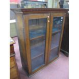 XX Century Oak Bookcase Top, with twin glazed doors, two interior shelves, 92cm wide.