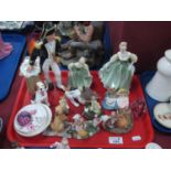 Royal Doulton Figures, The Captain HN 2260, Fair Lady HN 2193, Fair Maiden 2211, Royal Albert