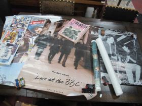 The Beatles - Four various posters, Anthology 3 card, and souvenir song album:- One Box