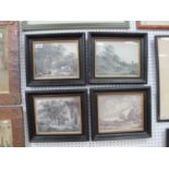 After George Morland, J. Fittler Engravings Travelling and Countryside Scenes, in ebonized frames,