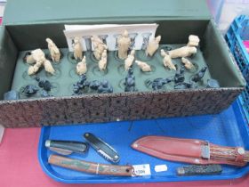 The New Roman Chess Set, in resin by Carlton (boxed), Tramontina knife, three pocket knives, Tanto