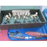 The New Roman Chess Set, in resin by Carlton (boxed), Tramontina knife, three pocket knives, Tanto