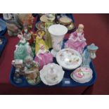 Wedgwood 'Meadow Sweet' Vase and Bell, Leonardo figures, etc:- One Tray.