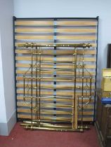 O.B.C. Original Bedstead XIX Century Style Brass Double Bed; together with base, 152cm wide.