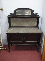 An Early XX Century Stained Mahogany Marble Topped Washstand, 107cm wide.