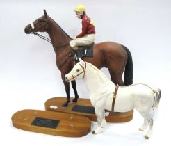 Beswick 'Red Rum', Brian Fletcher Up (repaired), Beswick Welsh Mountain Pony (base detached) (2) Red