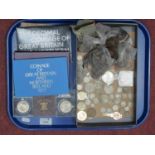 Coinage - 15 shillings of pre-1947 silver, copper, nickel, coin sets, 1970, 71 and 77, etc:- One