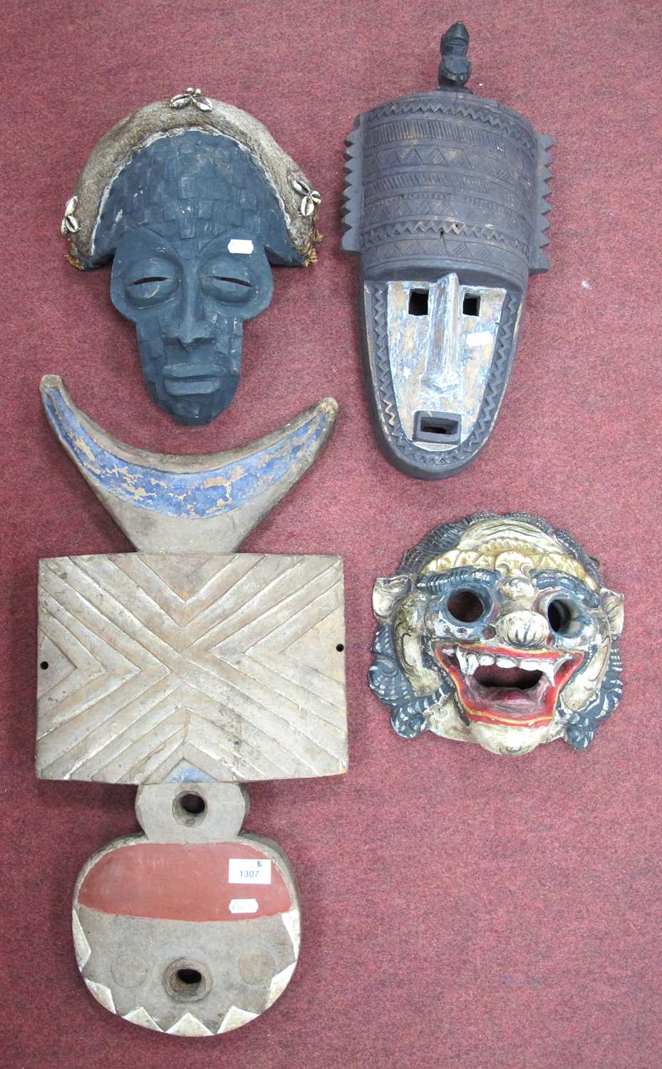 African Masks, painted Aztec mask (4).