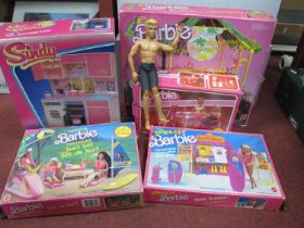 A collection of boxed Barbie play sets to include Tropical Hut, Surf Set, Beach Blast, Dream