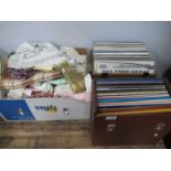 33rpm Records - easy listening predominate:- Two Boxes. Linens in another box. (3).
