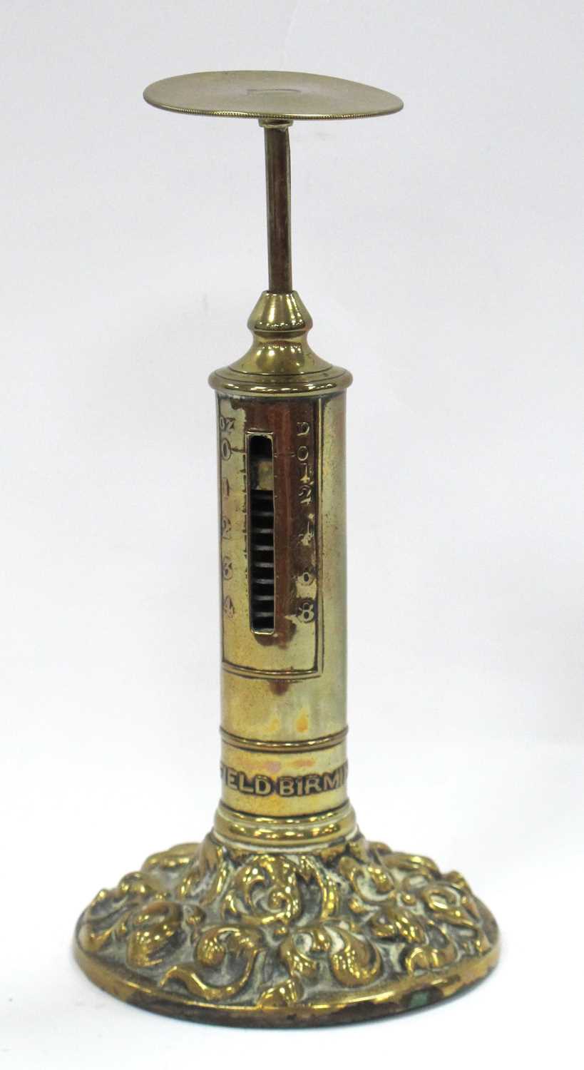 Winfield of Birmingham Brass Letter Scale, of candlestick form, 16.5cm high.