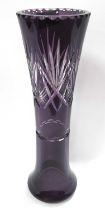 An Amethyst Cut Glass Vase, 33cm high.