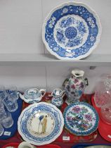 Spode 'Blue Rool' plates, Booths tea pot and water jug, Villeroy & Boch 'Design 1900' plate,